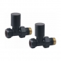 Heatwave Round Black Straight Radiator Valves Pair