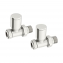 Heatwave Round Brushed Nickel Straight Radiator Valves Pair