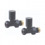 Heatwave Round Basalt Grey Straight Radiator Valves Pair