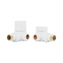 Heatwave Square White Corner Radiator Valves Pair