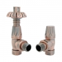 Heatwave Wyndham Antique Copper Angled Thermostatic Radiator Valve Set