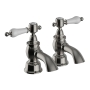 Heritage Glastonbury Bath Taps Pair - Brushed Nickel