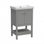 Hudson Reed Bexley Floor Standing Vanity Unit with 0TH Basin 500mm Wide - Cool Grey