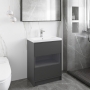 Hudson Reed Coast Floor Standing Vanity Unit with Basin 3 600mm Wide - Gloss Grey