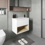 Hudson Reed Coast Wall Hung 1-Drawer Vanity Unit with Sparkling White Worktop 600mm Wide - Gloss White