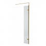 Nuie Fluted Wet Room Hinged Return Panel 1850mm High x 300mm Wide with Support Bar 8mm Glass - Brushed Brass