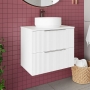 Hudson Reed Fluted 600mm 2-Drawer Wall Hung Vanity Unit with Countertop
