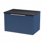 Hudson Reed Fluted Wall Hung 1-Drawer Vanity Unit with Sparkling Black Worktop 600mm Wide - Satin Blue