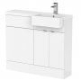 Hudson Reed Fusion RH Combination Unit with Square Semi Recessed Basin 1000mm Wide - Gloss White