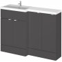 Hudson Reed Fusion LH Combination Unit with 300mm Base Unit - 1200mm Wide - Gloss Grey