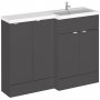 Hudson Reed Fusion RH Combination Unit with 300mm Base Unit - 1200mm Wide - Gloss Grey