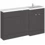 Hudson Reed Fusion RH Combination Unit with 600mm WC Unit - 1500mm Wide - Gloss Grey