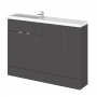 Hudson Reed Fusion Compact Combination Unit with 300mm Base Unit x 2 - 1200mm Wide - Gloss Grey