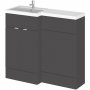 Hudson Reed Fusion LH Combination Unit with 500mm WC Unit - 1000mm Wide - Gloss Grey