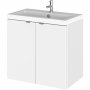 Hudson Reed Fusion Wall Hung 2-Door Vanity Unit with Basin 600mm Wide - Gloss White