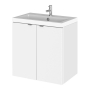 Hudson Reed Fusion Wall Hung 2-Door Vanity Unit with Basin 500mm Wide - Gloss White