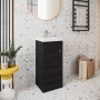 Hudson Reed Fusion Floor Standing Vanity Unit with Basin 400mm Wide - Charcoal Black Woodgrain