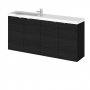 Hudson Reed Fusion Wall Hung 4-Door Vanity Unit with Compact Basin 1200mm Wide - Charcoal Black Woodgrain