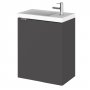 Hudson Reed Fusion Wall Hung 1-Door Vanity Unit with Compact Basin 400mm Wide - Gloss Grey