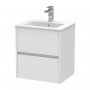 Hudson Reed Havana Wall Hung 2-Drawer Vanity Unit with Basin 2 500mm Wide - White Ash