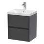 Hudson Reed Havana Wall Hung 2-Drawer Vanity Unit with Basin 3 500mm Wide - Graphite Grey