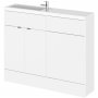 Hudson Reed Fusion Compact Combination Unit with Slimline Basin - 1100mm Wide - Gloss White