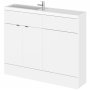 Hudson Reed Fusion Compact Combination Unit with 600mm WC Unit - 1200mm Wide - Gloss White