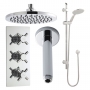 Hudson Reed Kristal Triple Concealed Mixer Shower with Modern Shower Kit and Fixed Head