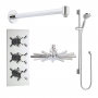 Hudson Reed Kristal Triple Concealed Mixer Shower with Slimline Shower Kit and Fixed Head