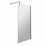 Hudson Reed Wet Room Screen with Black Support Bar 1000mm Wide - 8mm Glass