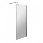 Hudson Reed Wet Room Screen with Black Support Bar 800mm Wide - 8mm Glass