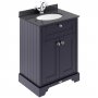 Hudson Reed Old London Floor Standing Vanity Unit with 1TH Black Marble Top Basin 600mm Wide - Twilight Blue