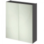 Hudson Reed Fusion Mirrored Bathroom Cabinet (50/50) 600mm Wide - Gloss Grey