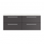 Hudson Reed Quartet Wall Hung 4-Drawer Double Vanity Unit with Sparkling White Worktop 1440mm Wide - Gloss Grey