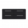 Hudson Reed Quartet Wall Hung 4-Drawer Double Vanity Unit with Sparkling Black Worktop 1440mm Wide - Charcoal Black Woodgrain