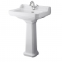Hudson Reed Richmond Basin with Full Pedestal 595mm Wide - 1 Tap Hole