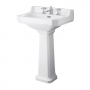 Hudson Reed Richmond Basin with Full Pedestal 600mm Wide - 3 Tap Hole