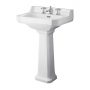 Hudson Reed Richmond Basin and Comfort Height Full Pedestal 600mm Wide - 3 Tap Hole