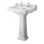 Hudson Reed Richmond Basin and Comfort Height Full Pedestal 600mm Wide - 2 Tap Hole