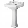 Hudson Reed Richmond Basin and Comfort Height Full Pedestal 560mm Wide - 2 Tap Hole