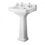 Hudson Reed Richmond Basin and Comfort Height Full Pedestal 560mm Wide - 2 Tap Hole