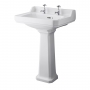Hudson Reed Richmond Basin and Comfort Height Full Pedestal 500mm Wide - 2 Tap Hole