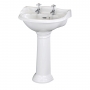 Hudson Reed Ryther Cloakroom Basin and Full Pedestal 500mm Wide - 2 Tap Hole
