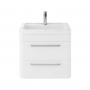 Hudson Reed Solar Wall Hung Vanity Unit with Ceramic Basin 600mm Wide - Pure White