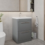 Hudson Reed Solar Floor Standing Vanity Unit with Ceramic Basin 600mm Wide - Cool Grey