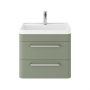 Hudson Reed Solar Wall Hung Vanity Unit with Polymarble Basin 600mm Wide - Fern Green