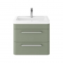 Hudson Reed Solar Wall Hung Vanity Unit with Ceramic Basin 600mm Wide - Fern Green