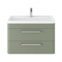 Hudson Reed Solar Wall Hung Vanity Unit with Polymarble Basin 800mm Wide - Fern Green