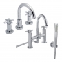 Hudson Reed Tec Crosshead 3-Hole Basin Mixer Tap and Bath Shower Mixer Tap - Chrome