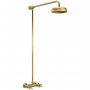 Hudson Reed Topaz Thermostatic Bar Shower Mixer and Rigid Riser with Fixed Head - Brushed Brass